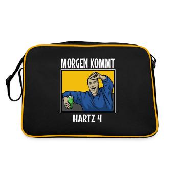 Arno Dübel - Morgen kommt Hartz 4 - Retro Tasche - Schwarz/Gold - Hinten