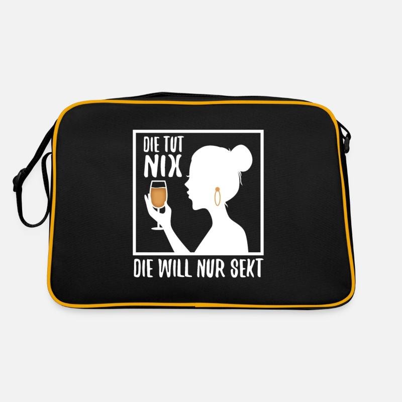 Die tut nix die will nur Sekt Retro Tasche