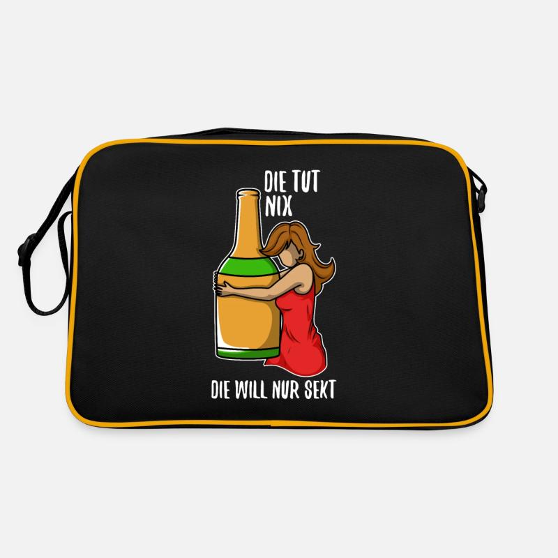 Die tut nix die will nur Sekt Retro Tasche