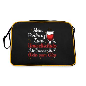 Mein Beitrag zum Umweltschutz trenne Wein vom Glas - Retro Tasche - Schwarz/Gold - Hinten