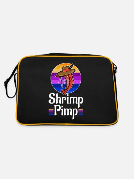 Shrimp Pimp - Retro Tasche - Schwarz/Gold - Hinten