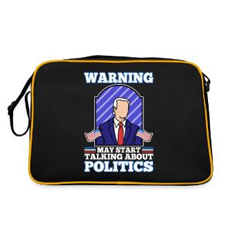 Warning may start talking about politics - Retro Tasche - Schwarz/Gold - Hinten