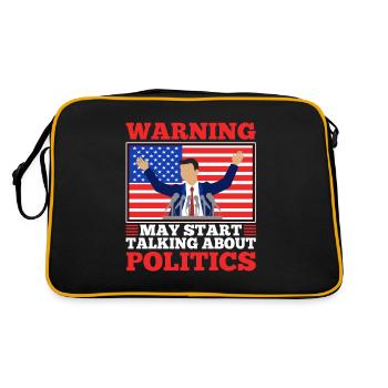 Warning may start talking about politics - Retro Tasche - Schwarz/Gold - Hinten