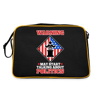Warning may start talking about politics - Retro Tasche - Schwarz/Gold - Hinten