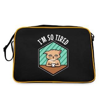 Müde katze trinkt kaffee - Im so tired - Retro Tasche - Schwarz/Gold - Hinten