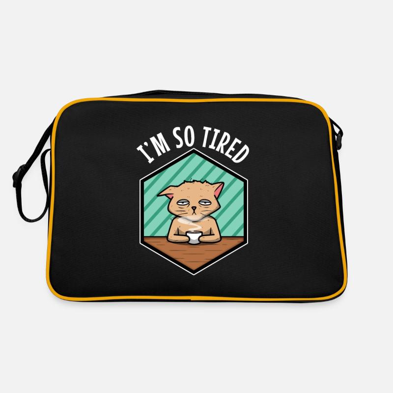 Müde katze trinkt kaffee - Im so tired Retro Tasche