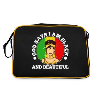 God says im black and Beautiful - Retro Tasche - Schwarz/Gold - Hinten