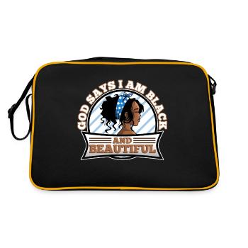 God says im black and Beautiful - Retro Tasche - Schwarz/Gold - Hinten