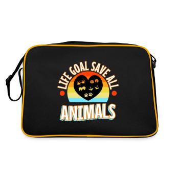 Objectif de vie sauver tous les animaux - Sac Retro - noir/or - Dos