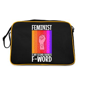 Feminist is my second favorite f word - Retro Tasche - Schwarz/Gold - Hinten