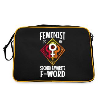 Feminist is my second favorite f word - Retro Tasche - Schwarz/Gold - Hinten