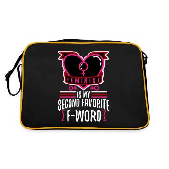Feminist is my second favorite f word - Retro Tasche - Schwarz/Gold - Hinten