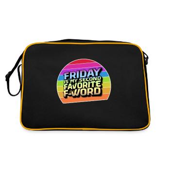 Friday is my second favorite f word - Retro Tasche - Schwarz/Gold - Hinten