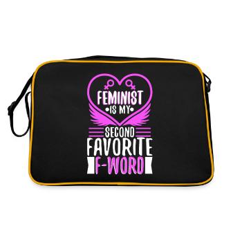 Feminist is my second favorite f word - Retro Tasche - Schwarz/Gold - Hinten