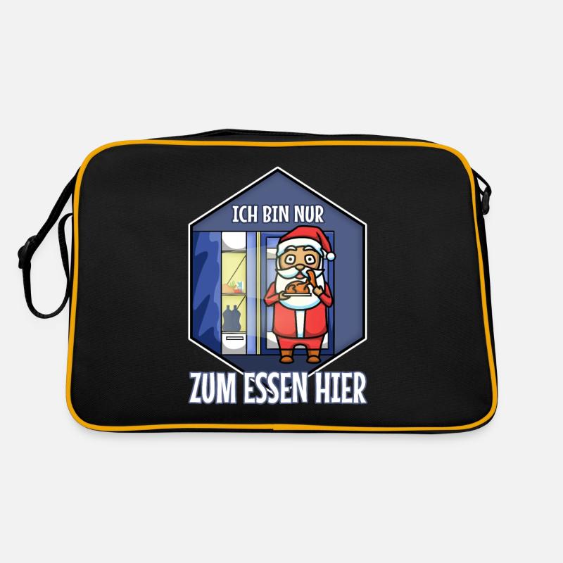 Ich bin nur zum essen hier - Retro Tasche - Schwarz/Gold