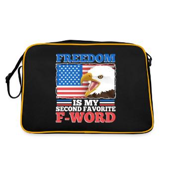 Freedom is my second favorite f word - Retro Tasche - Schwarz/Gold - Hinten