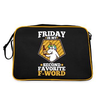 Friday is my second favorite f word - Retro Tasche - Schwarz/Gold - Hinten