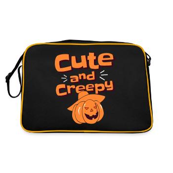Halloween Kürbis - Cute and Creepy - Retro Tasche - Schwarz/Gold - Hinten
