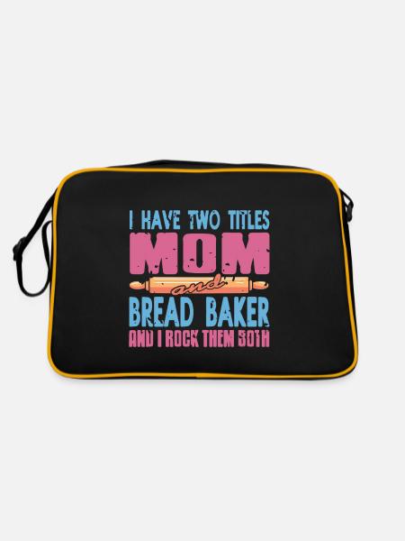 I have titles mom and Bread Baker - Retro Tasche - Schwarz/Gold - Hinten