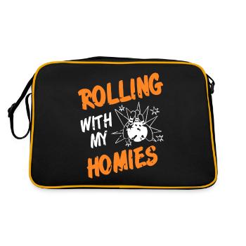 Rolling with my homies - Retro Tasche - Schwarz/Gold - Hinten