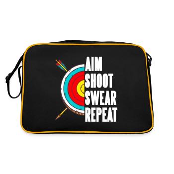 Aim Shoot Swear Repeat - Retro Tasche - Schwarz/Gold - Hinten