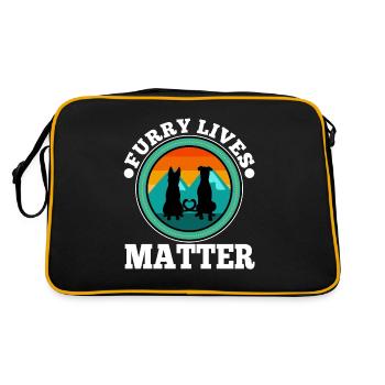 Furry lives matter - Retro Tasche - Schwarz/Gold - Hinten