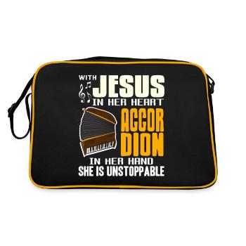 Avec Jésus dans son cœur accordéon, elle est imparable - Sac Retro - noir/or - Dos