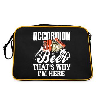 Accordion and beer thats why im here - Retro Bag - black/gold - Back