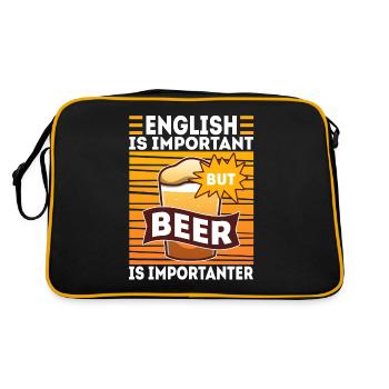 English is important but beer is importanter - Retro Tasche - Schwarz/Gold - Hinten
