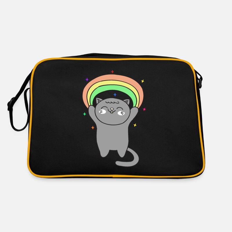 Süße Katze mit Regenbogen Retro Tasche