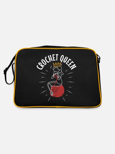 Crochet queen - Retro Tasche - Schwarz/Gold - Hinten