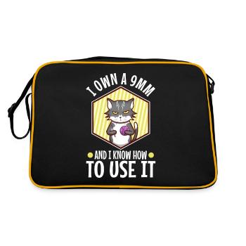 I Own A 9mm And I Know How To Use It - Retro Tasche - Schwarz/Gold - Hinten