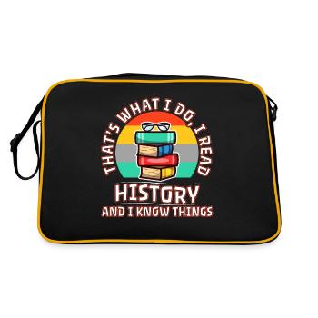 I read history and i know things - Retro Tasche - Schwarz/Gold - Hinten