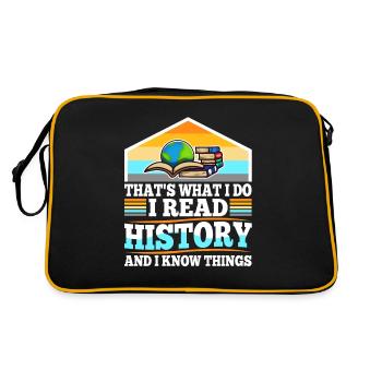 I read history and i know things - Retro Tasche - Schwarz/Gold - Hinten