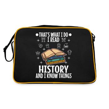 I read history and i know things - Retro Tasche - Schwarz/Gold - Hinten