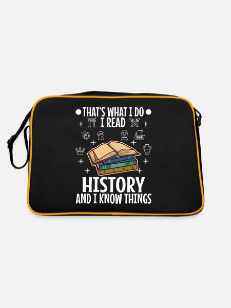 I read history and i know things - Retro Tasche - Schwarz/Gold - Hinten