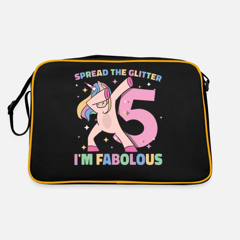Regenbogen Einhorn 5. Geburtstag Mädchen 5 Jahre Retro Tasche