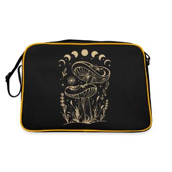 Boho Mushrooms & Minimalism Goblincore Aesthetic - Retro Bag - black/gold - Back