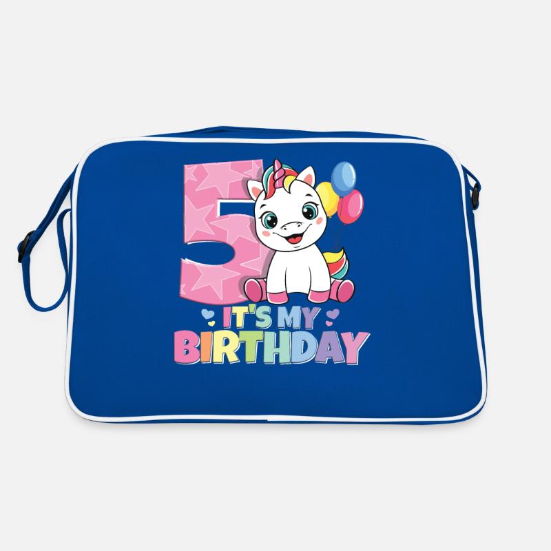Regenbogen Einhorn 5. Geburtstag Mädchen 5 Jahre Retro Tasche