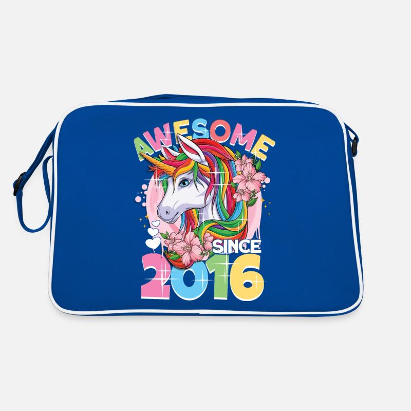 Regenbogen Einhorn 7. Geburtstag Mädchen 7 Jahre Retro Tasche