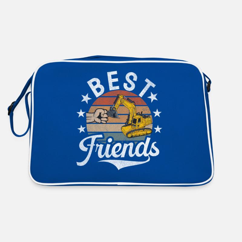 Lustige Bauarbeiter & Baustelle Baggerfahrer Retro Tasche
