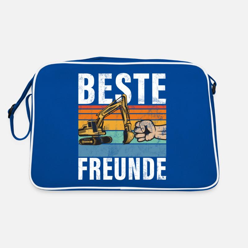 Lustige Bauarbeiter & Baustelle Baggerfahrer Retro Tasche
