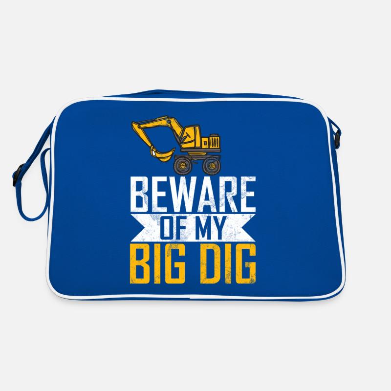 Lustige Bauarbeiter & Baustelle Baggerfahrer Retro Tasche