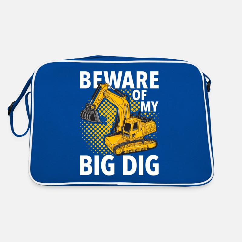 Lustige Bauarbeiter & Baustelle Baggerfahrer Retro Tasche