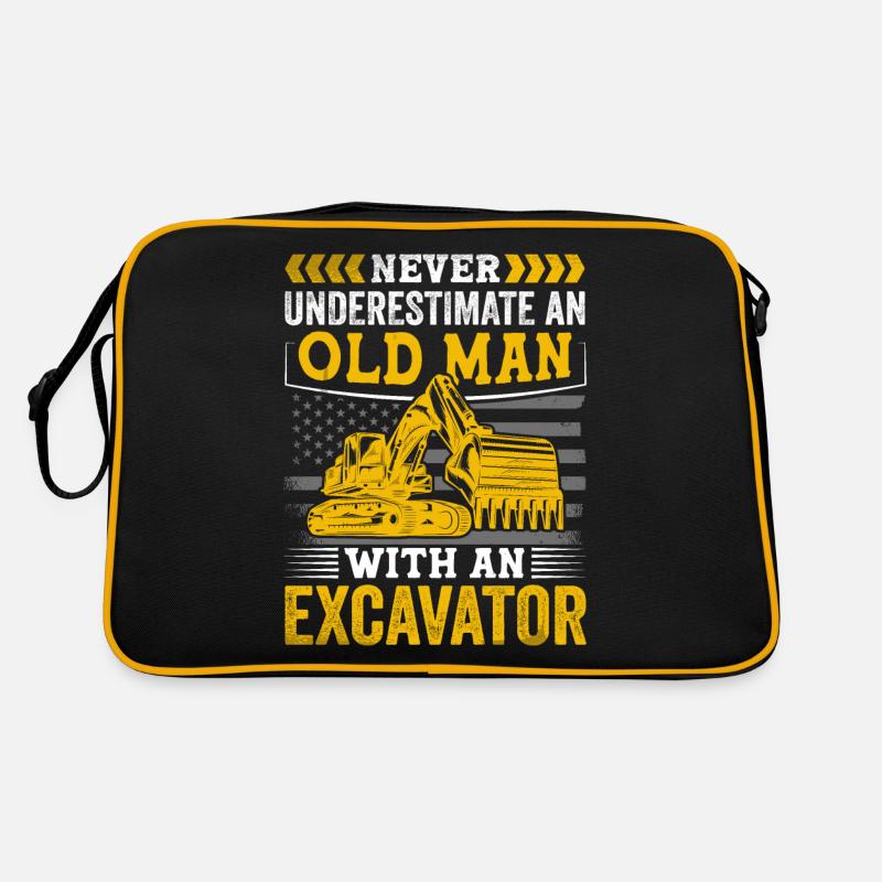 Lustige Bauarbeiter & Baustelle Baggerfahrer Retro Tasche