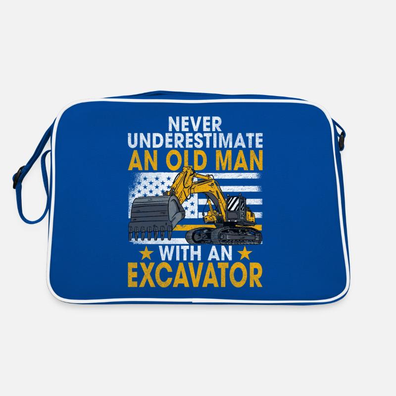 Lustige Bauarbeiter & Baustelle Baggerfahrer Retro Tasche