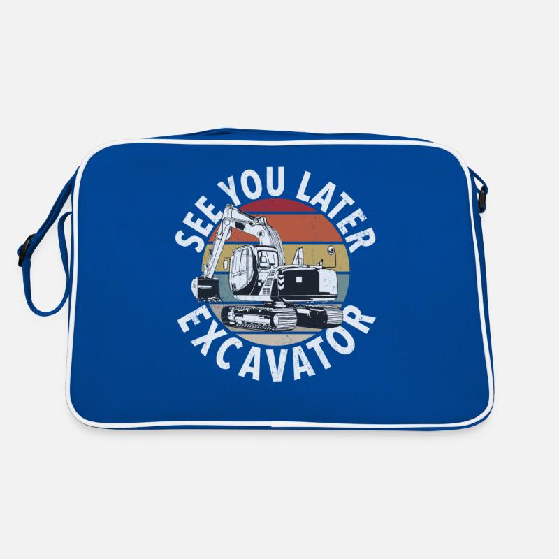 Lustige Bauarbeiter & Baustelle Baggerfahrer Retro Tasche
