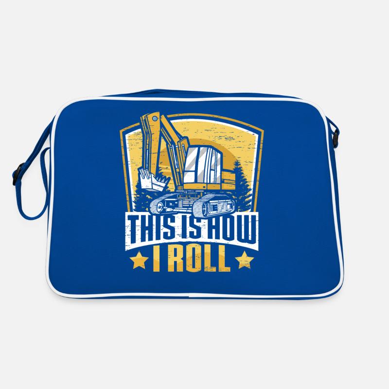 Lustige Bauarbeiter & Baustelle Baggerfahrer Retro Tasche
