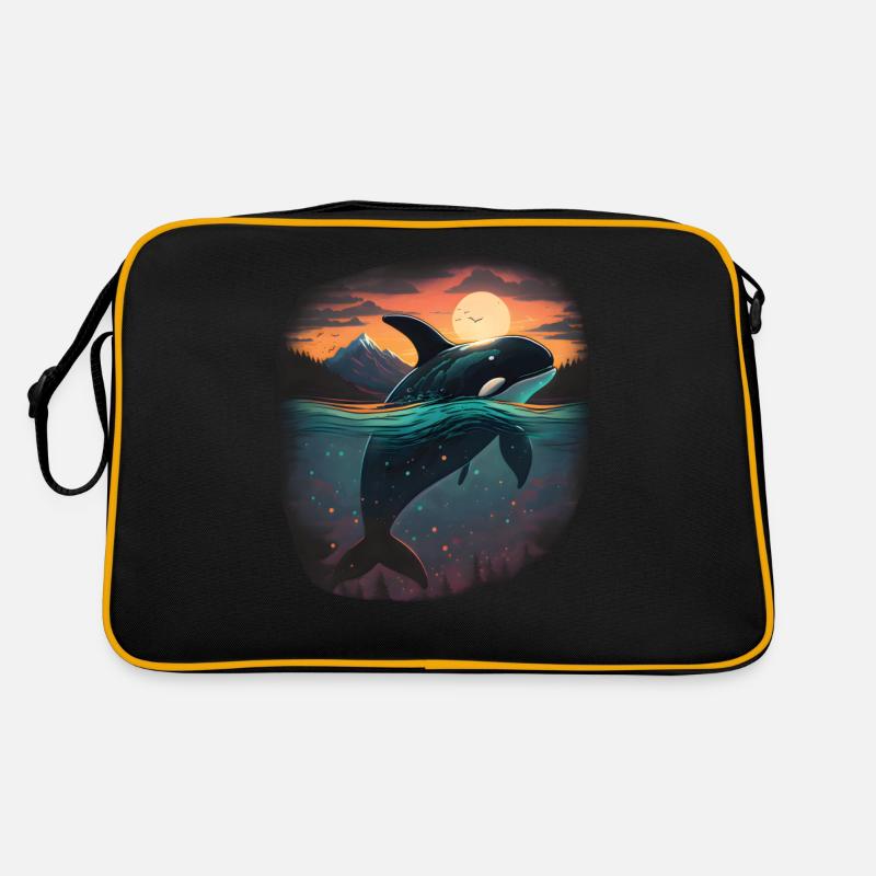 Colorful killer whale watching Orca whale watching Retro Bag