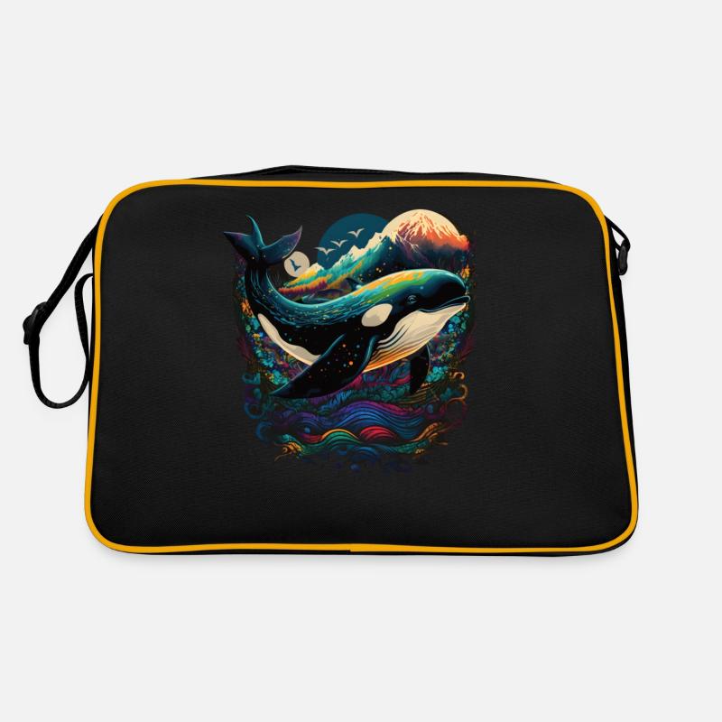 Colorful killer whale watching Orca whale watching Retro Bag